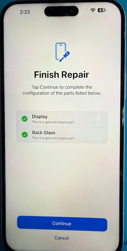 Apple genuine display and back glass parts verification — Cell Base Morecambe