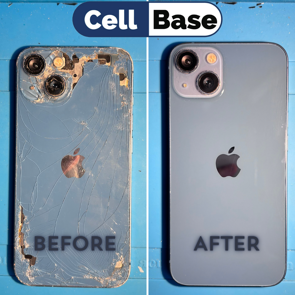 iPhone back glass repair before and after — Cell Base Morecambe