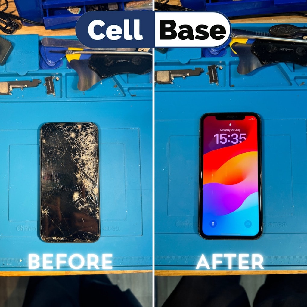 iPhone screen repair before and after — Cell Base Morecambe