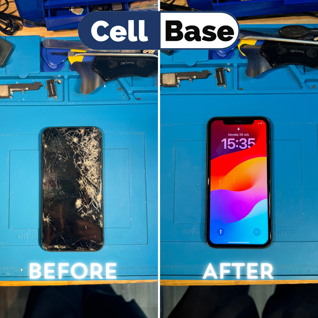 iPhone screen repair before and after — Cell Base Morecambe